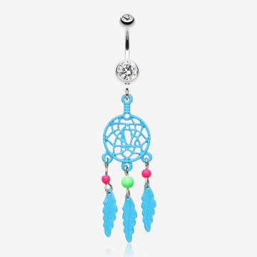 Enchanted Links Dream Catcher Belly Ring-Teal